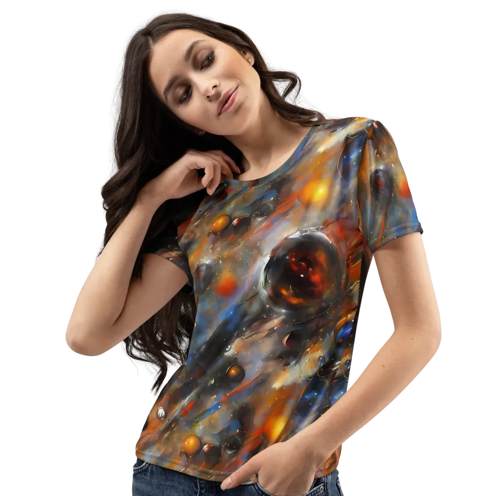 Brushstroke Blaze on Women's Crew Neck T-Shirt — Left Front