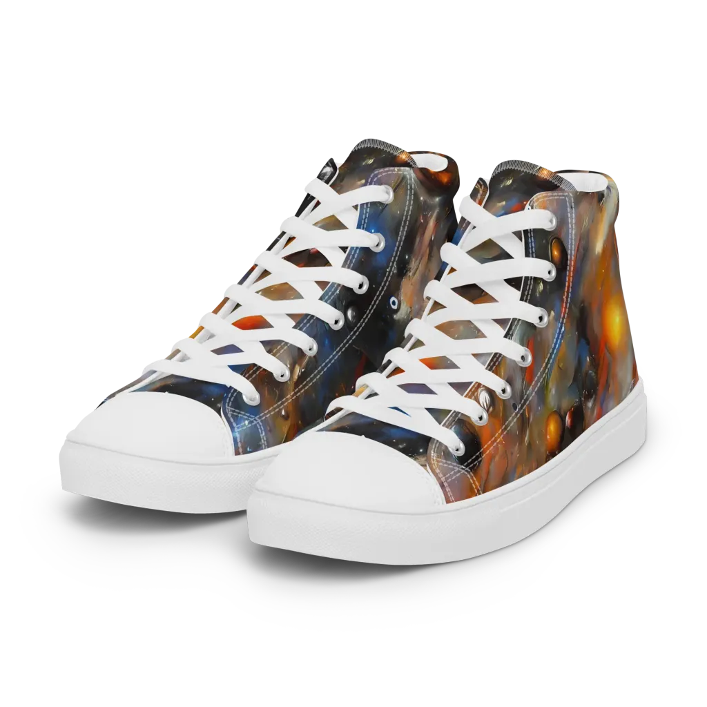 Brushstroke Blaze on Women's High Top Canvas Shoes — Left Front