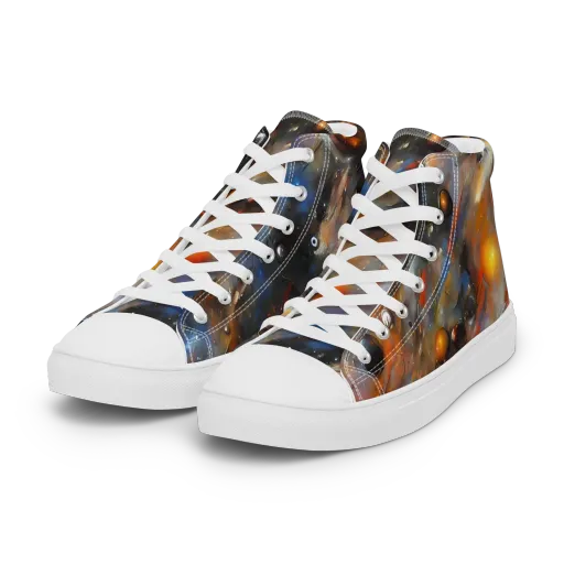 Brushstroke Blaze on a Women's High Top Canvas Shoes