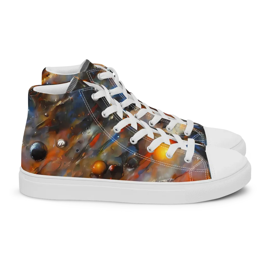 Brushstroke Blaze on Women's High Top Canvas Shoes — Right
