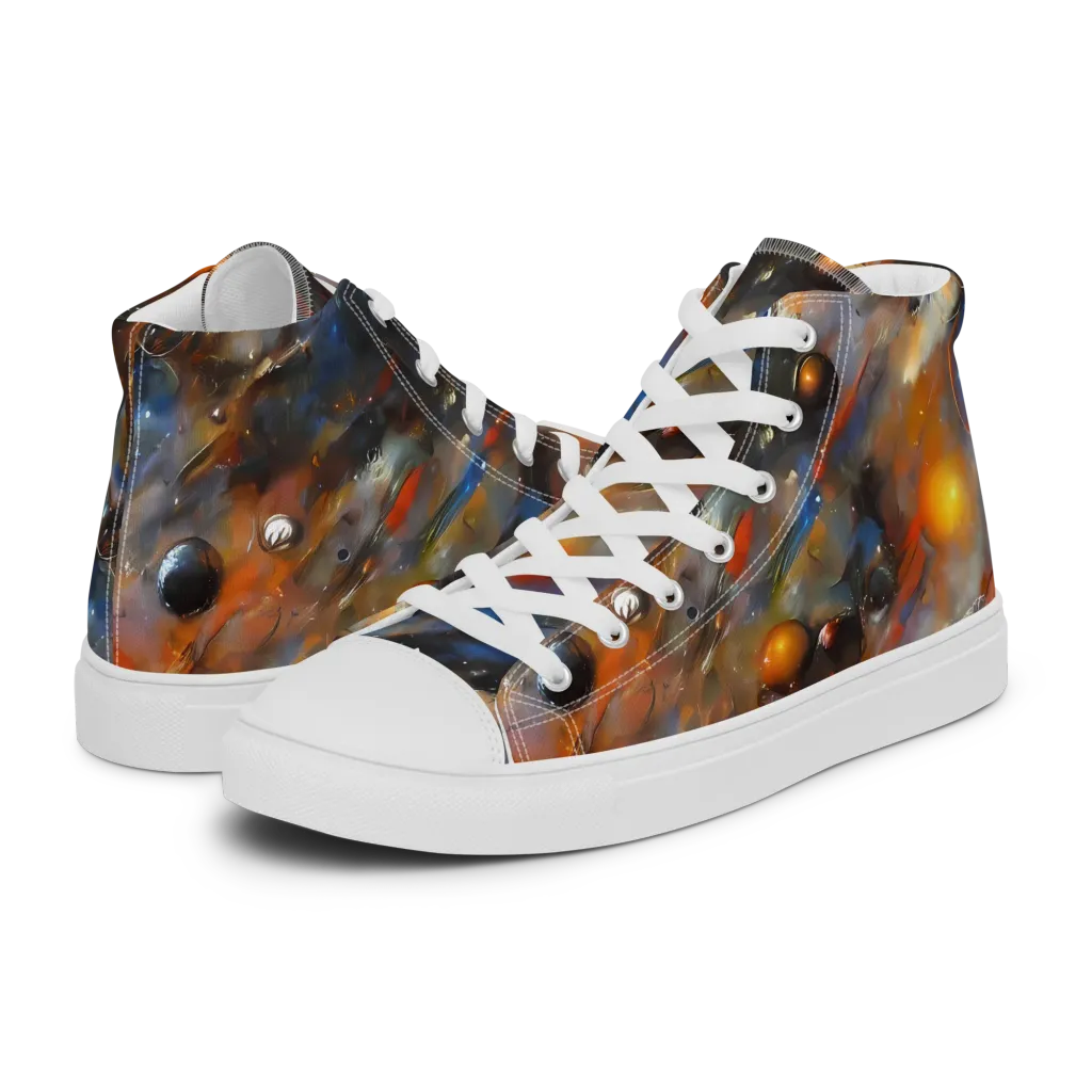 Brushstroke Blaze on Women's High Top Canvas Shoes — Left
