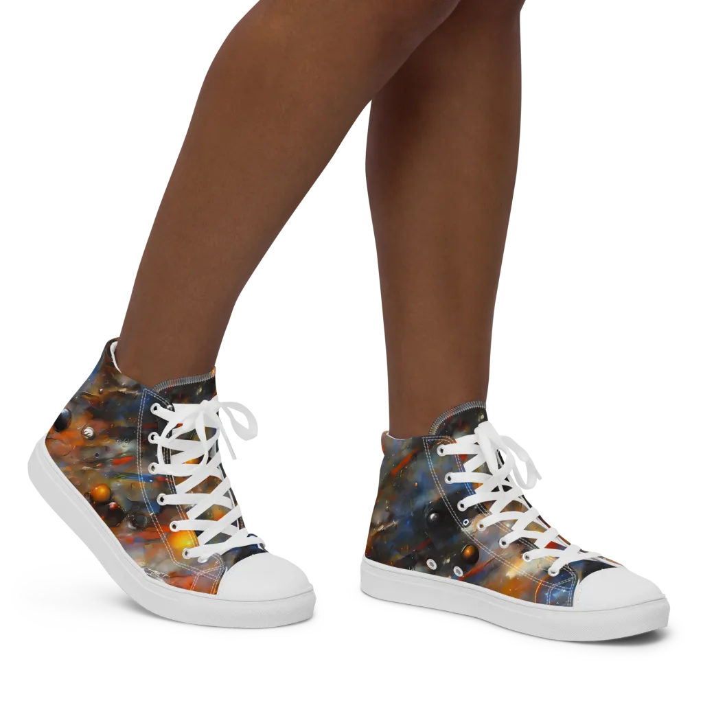 Brushstroke Blaze on Women's High Top Canvas Shoes — Right