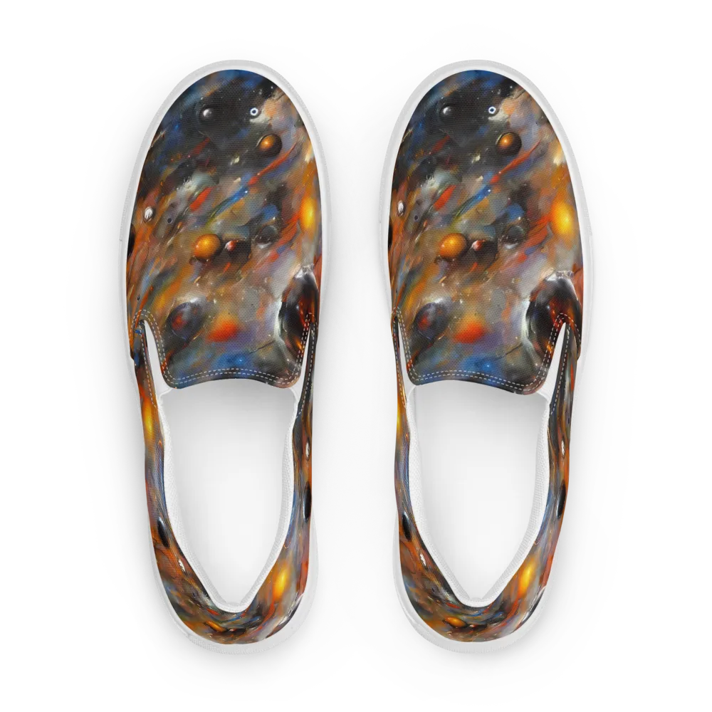 Brushstroke Blaze on Men's Slip-On Canvas Shoes — Front