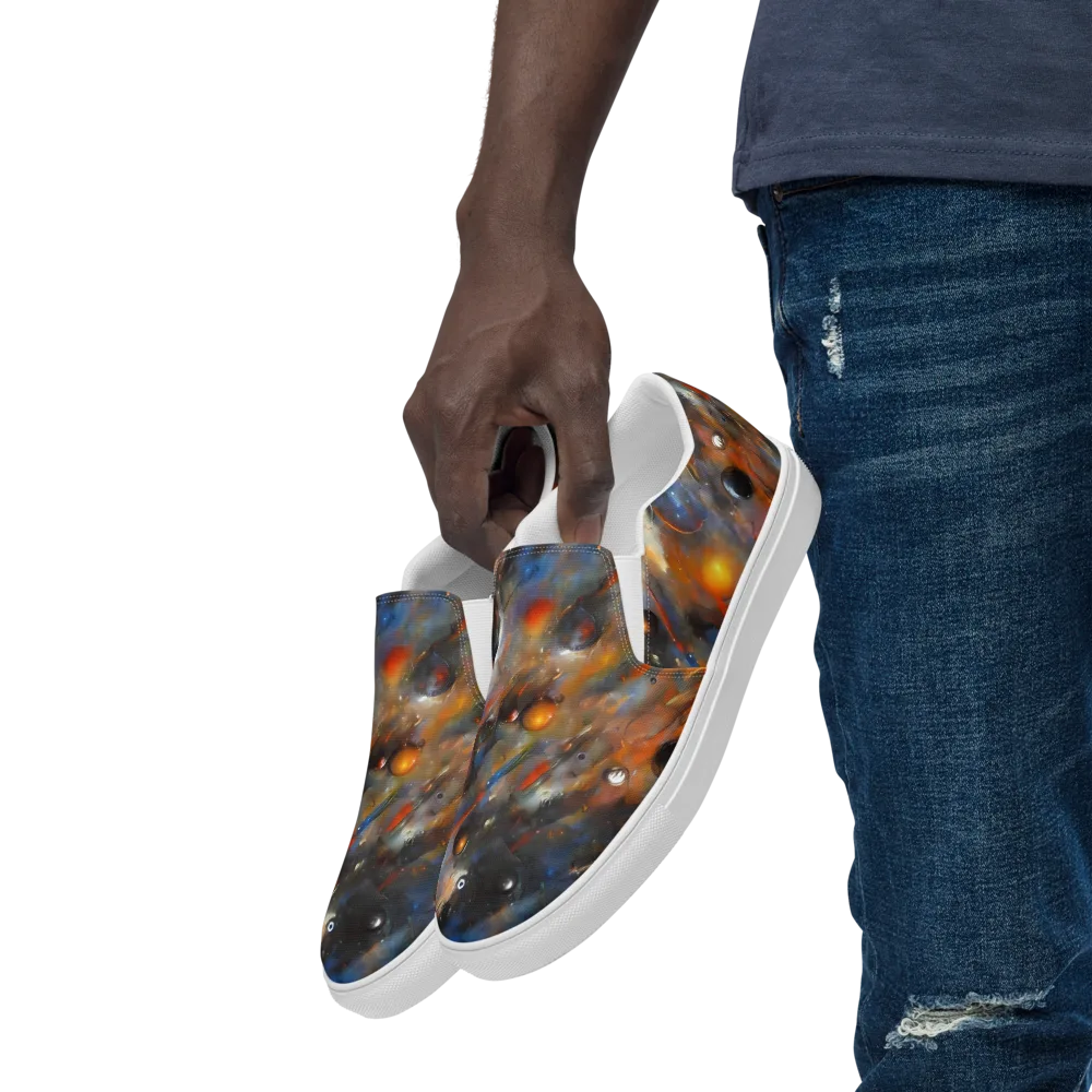 Brushstroke Blaze on Men's Slip-On Canvas Shoes — Left Front