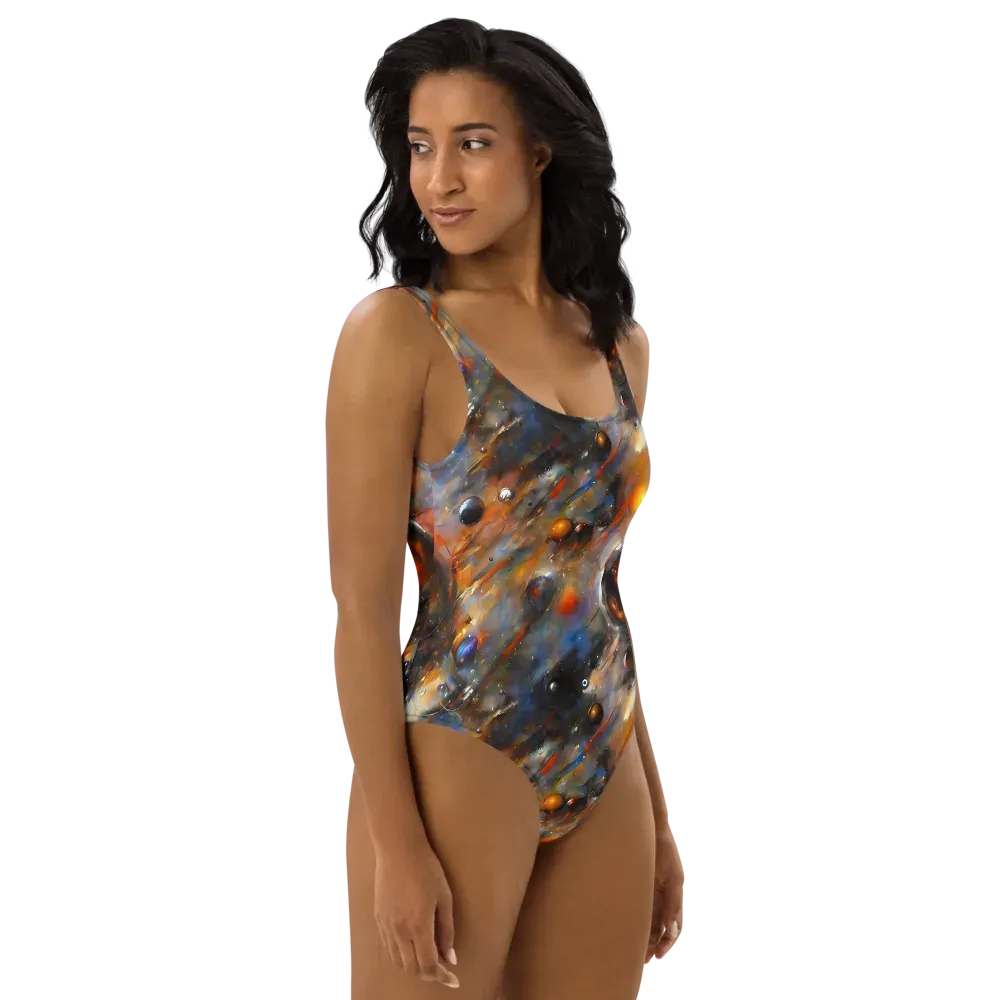 Brushstroke Blaze on One-Piece Swimsuit — Right