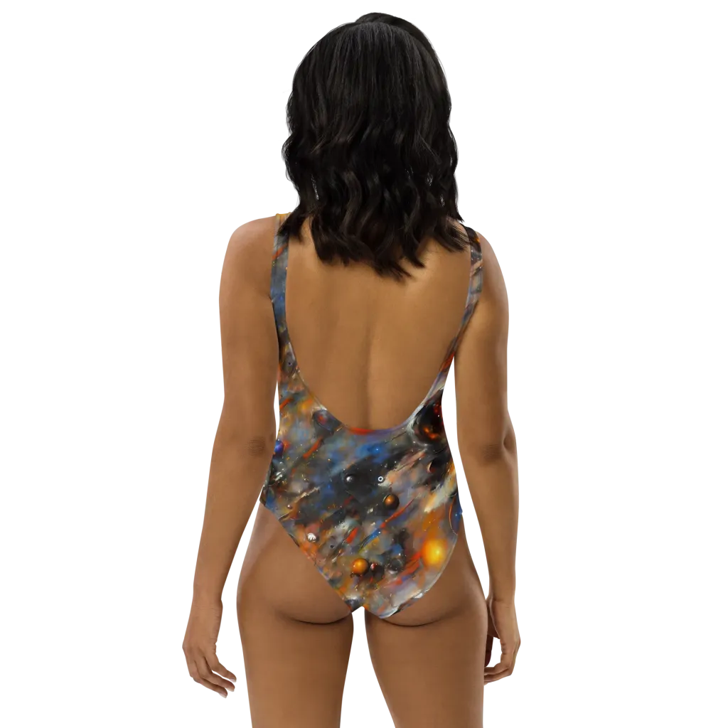 Brushstroke Blaze on One-Piece Swimsuit — Back