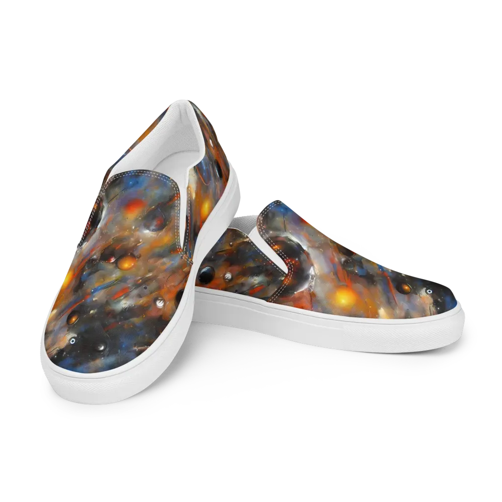 Brushstroke Blaze on Women's Slip-On Canvas Shoes — Left Front