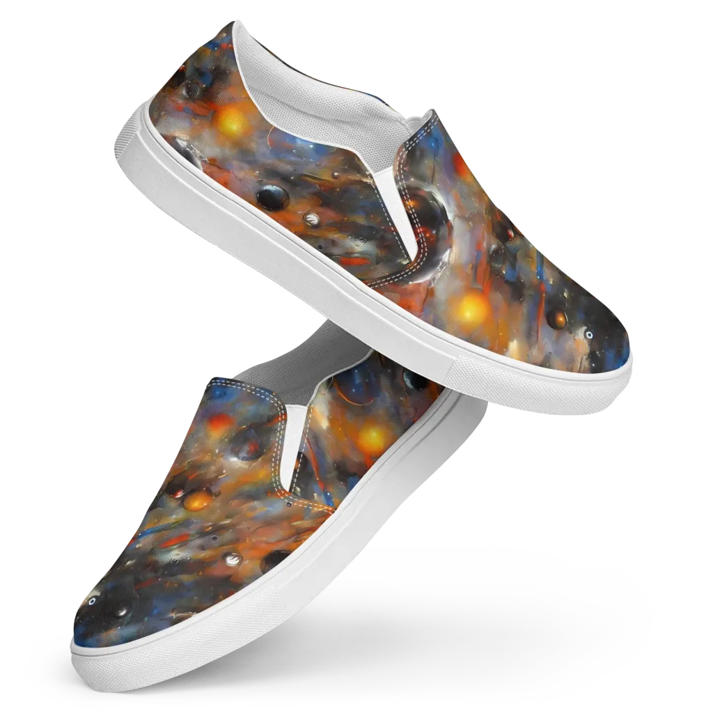 Brushstroke Blaze on Women's Slip-On Canvas Shoes — Front