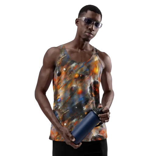 Brushstroke Blaze on a Men's Tank Top