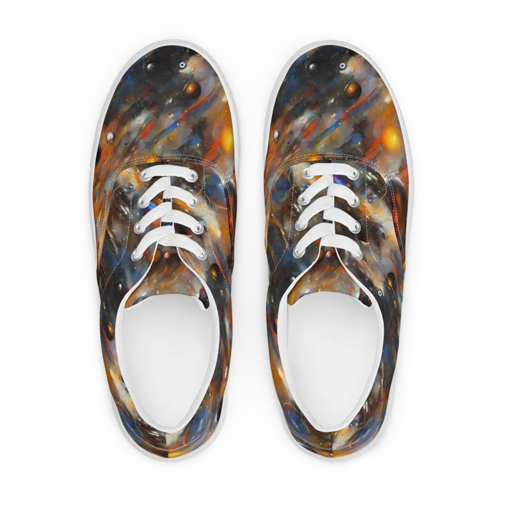 Brushstroke Blaze on Men's Lace-Up Canvas Shoes — Front