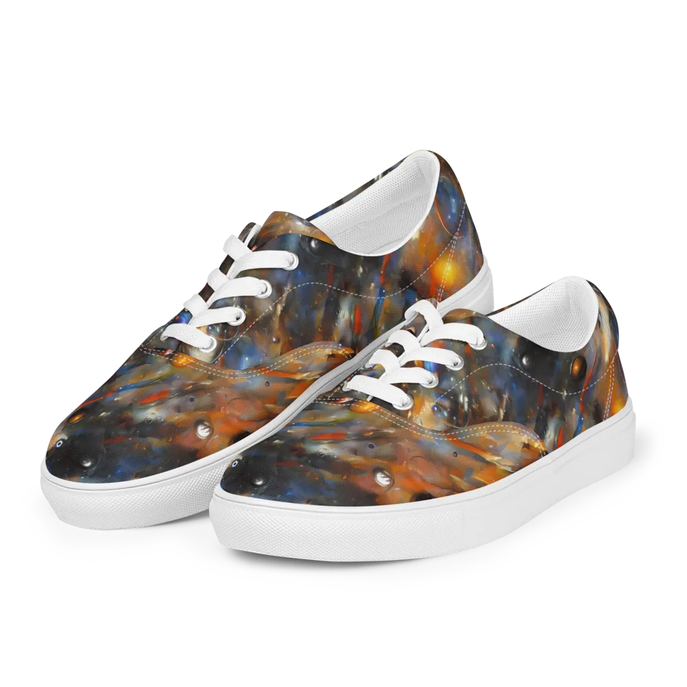 Brushstroke Blaze on Men's Lace-Up Canvas Shoes — Left Front