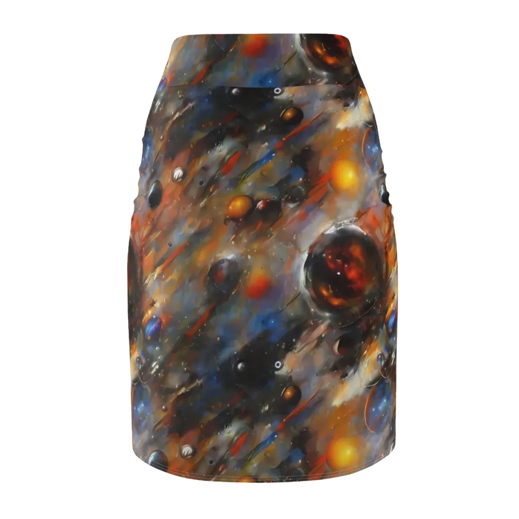 Brushstroke Blaze on Pencil Skirt — Back