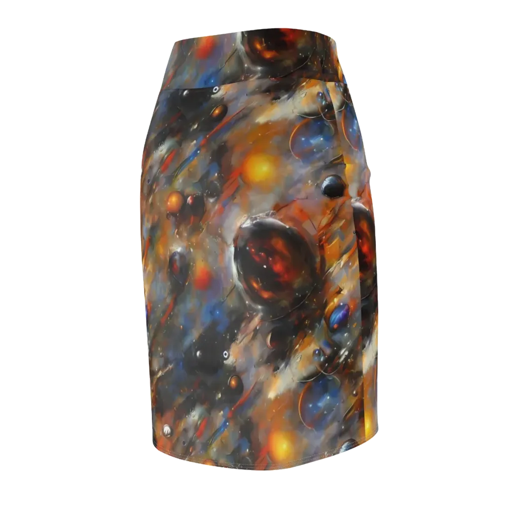Brushstroke Blaze on Pencil Skirt — Back Side