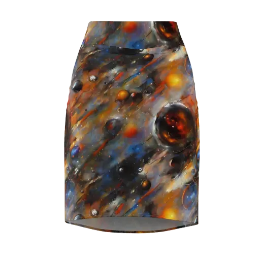 Brushstroke Blaze on a Pencil Skirt
