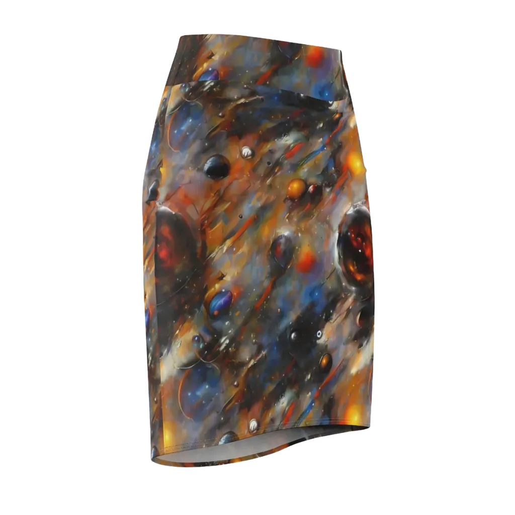 Brushstroke Blaze on Pencil Skirt — Front Side