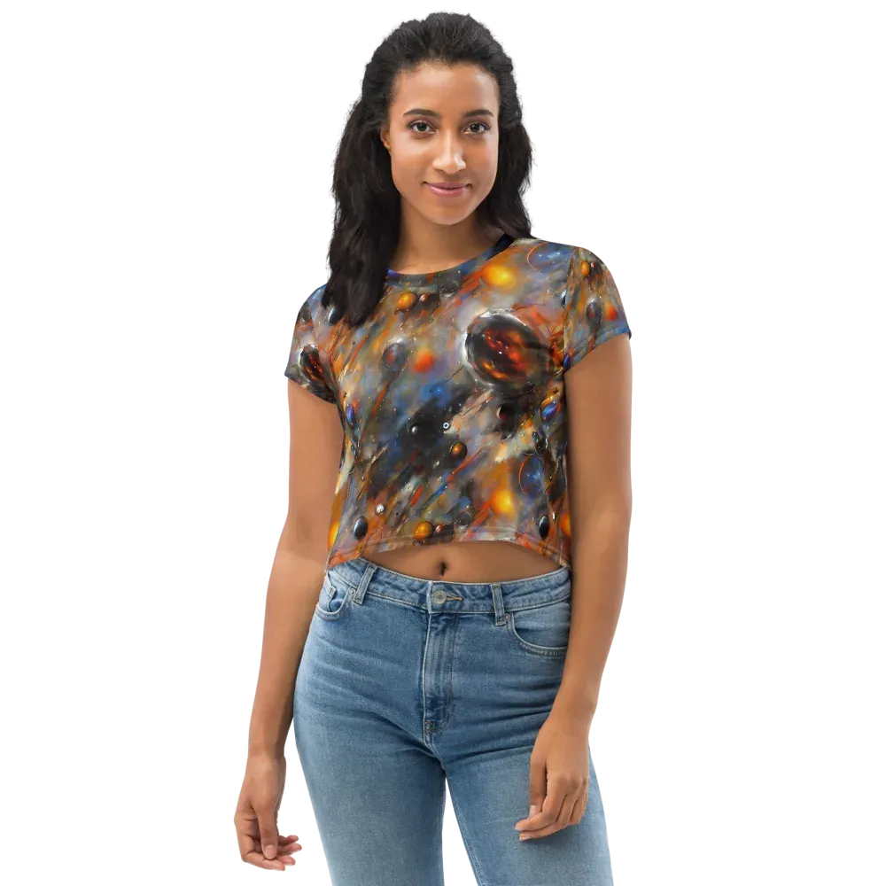 Brushstroke Blaze on Crop Tee — Front
