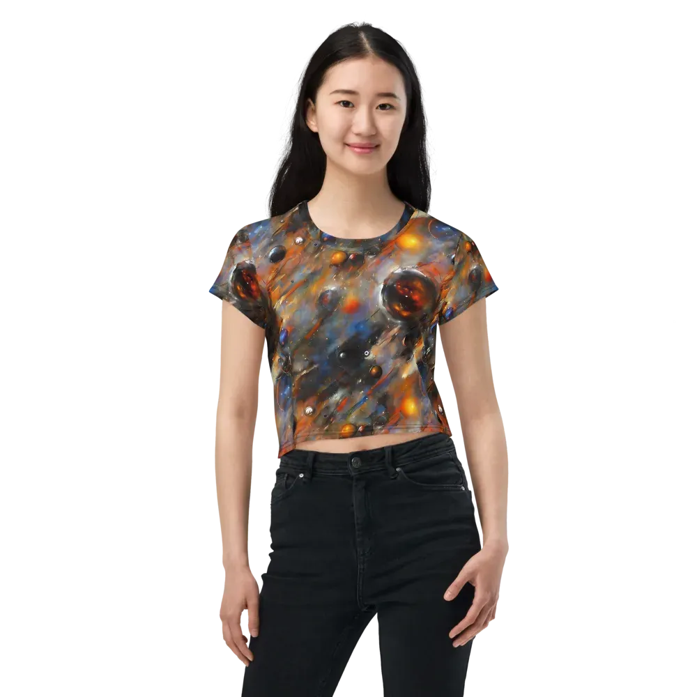 Brushstroke Blaze on Crop Tee — Front