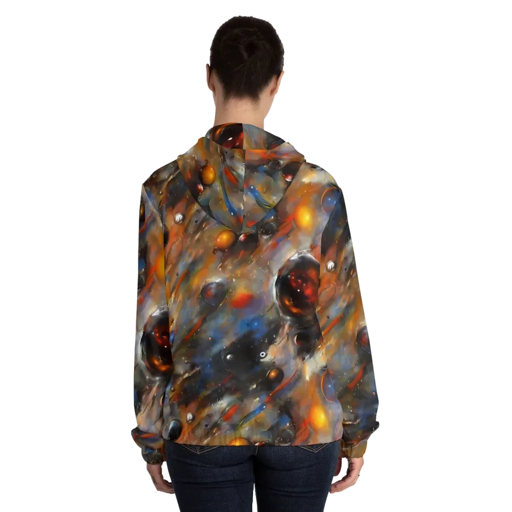 Brushstroke Blaze on Women's Full-Zip Hoodie — Back On Person