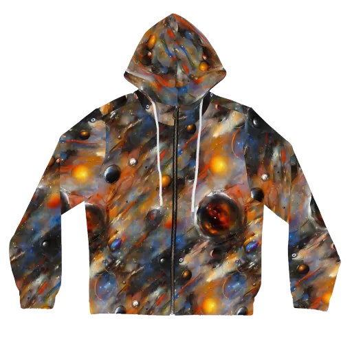 Brushstroke Blaze on a Women's Full-Zip Hoodie