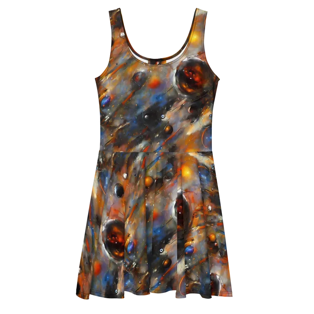 Brushstroke Blaze on Skater Dress — Front