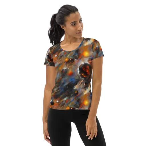 Brushstroke Blaze on a Women's Athletic T-Shirt