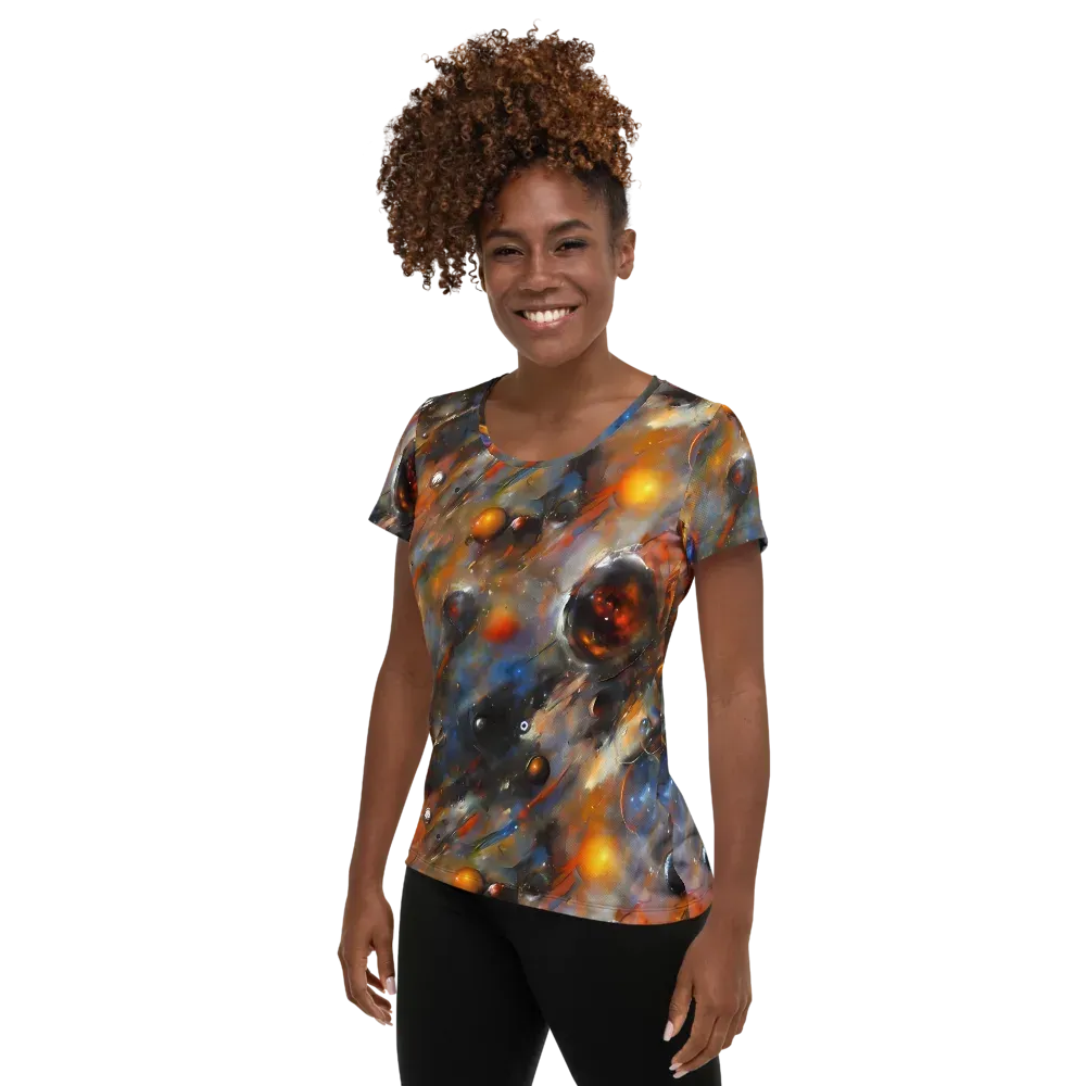 Brushstroke Blaze on Women's Athletic T-Shirt — Left