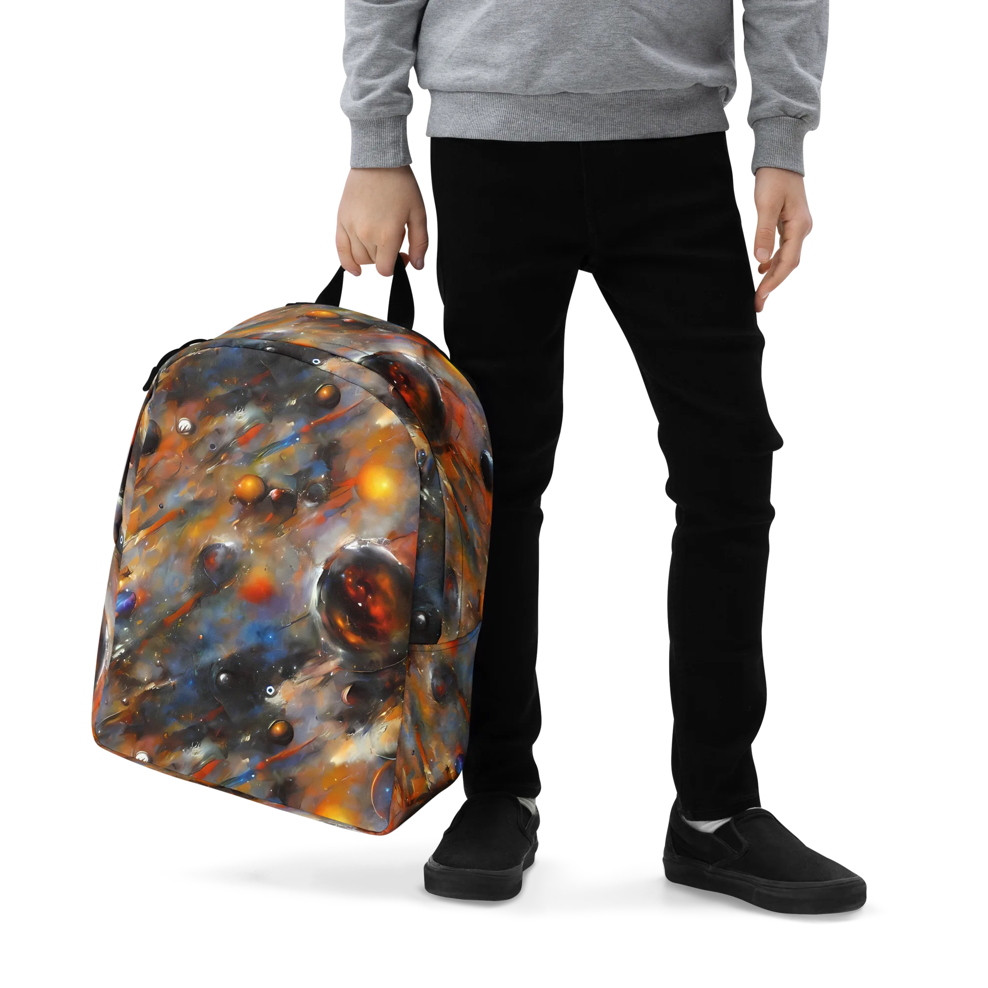 Brushstroke Blaze on Minimalist Backpack — Zoomed-in