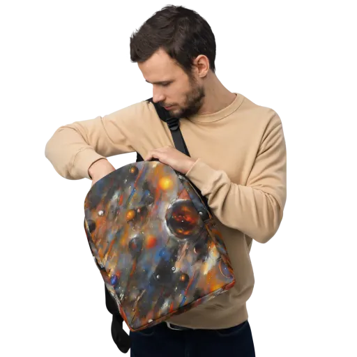 Brushstroke Blaze on a Minimalist Backpack