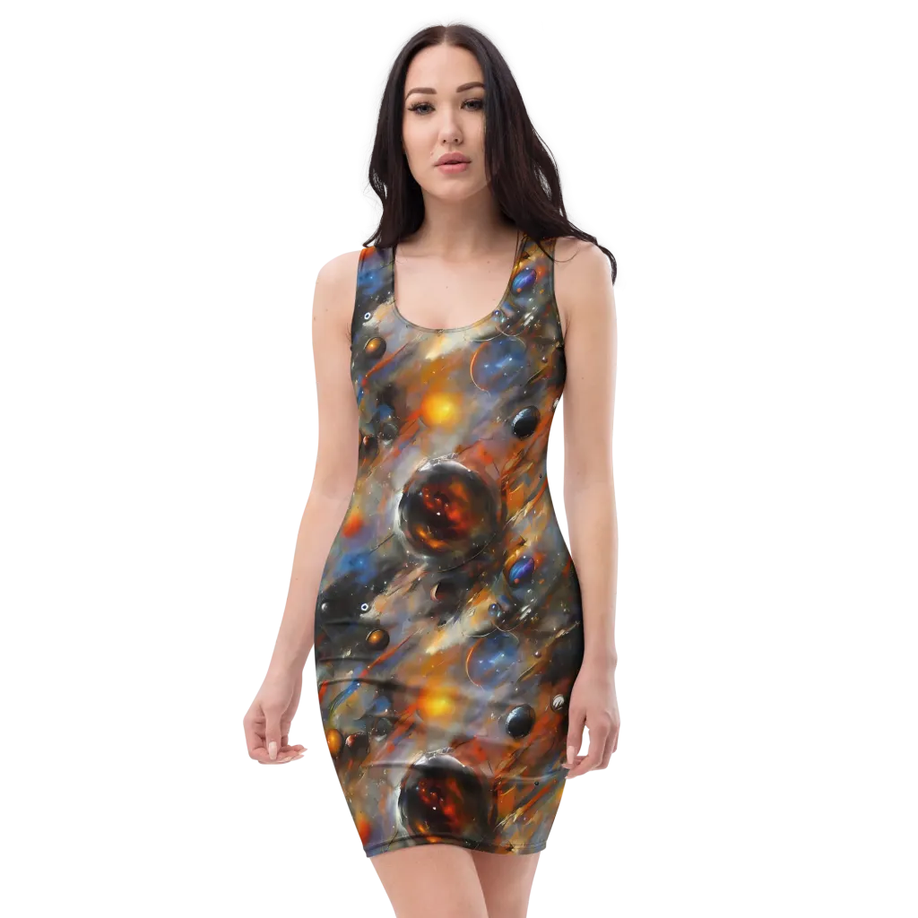 Brushstroke Blaze on Bodycon Dress — Front