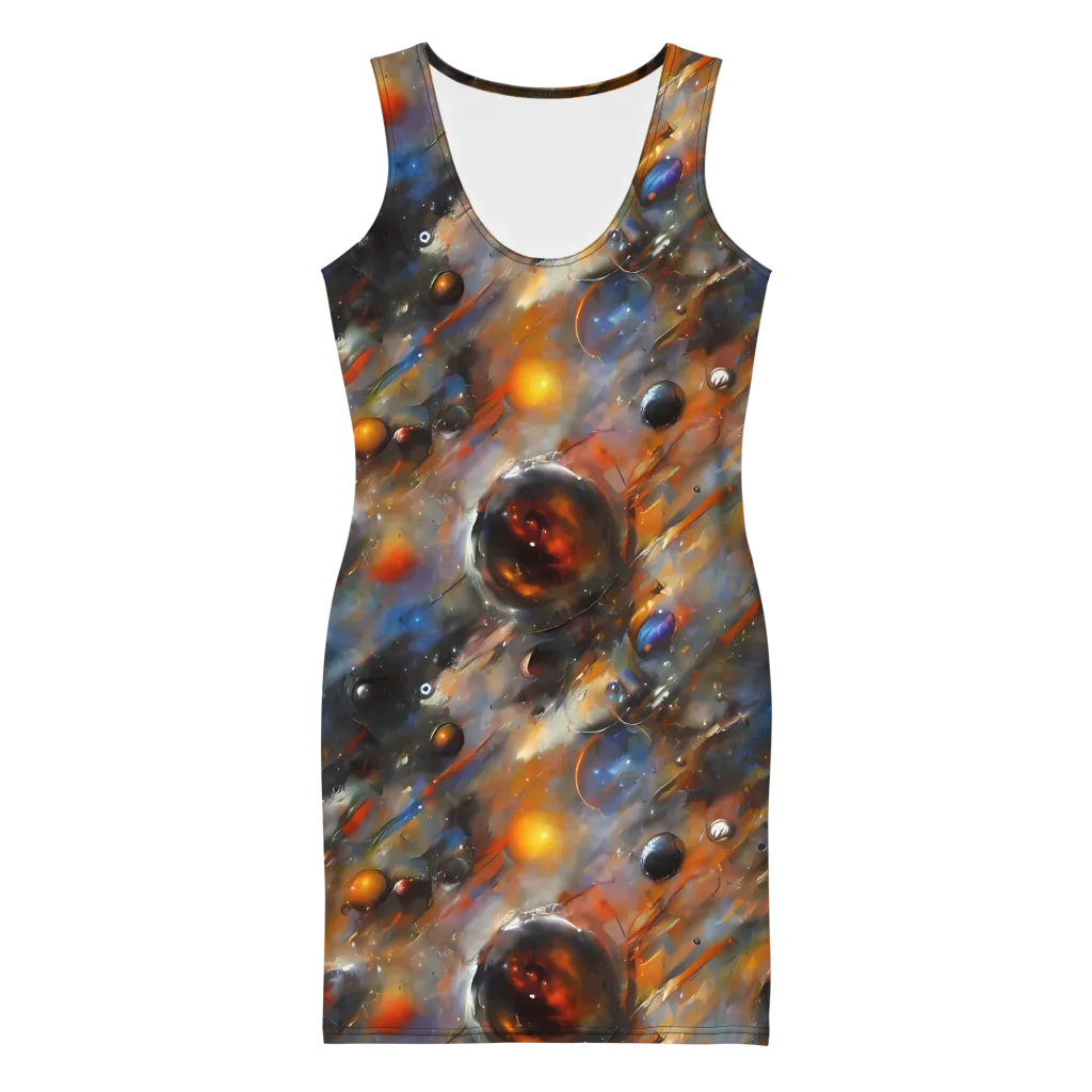 Brushstroke Blaze on Bodycon Dress — Front