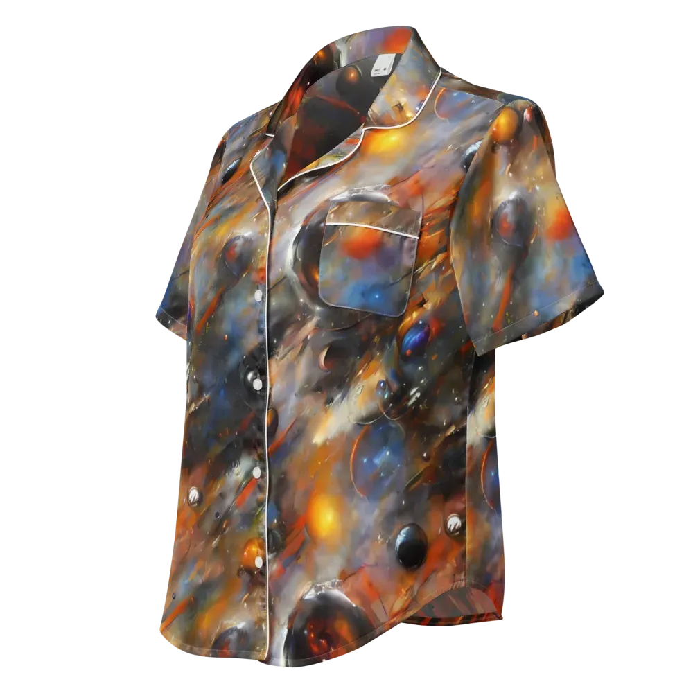 Brushstroke Blaze on Women's Short Sleeve Pajama Top — Left Front
