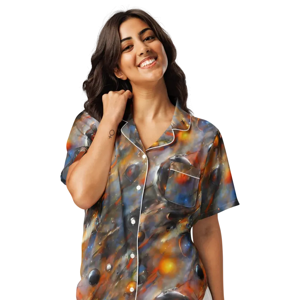 Brushstroke Blaze on Women's Short Sleeve Pajama Top — Front