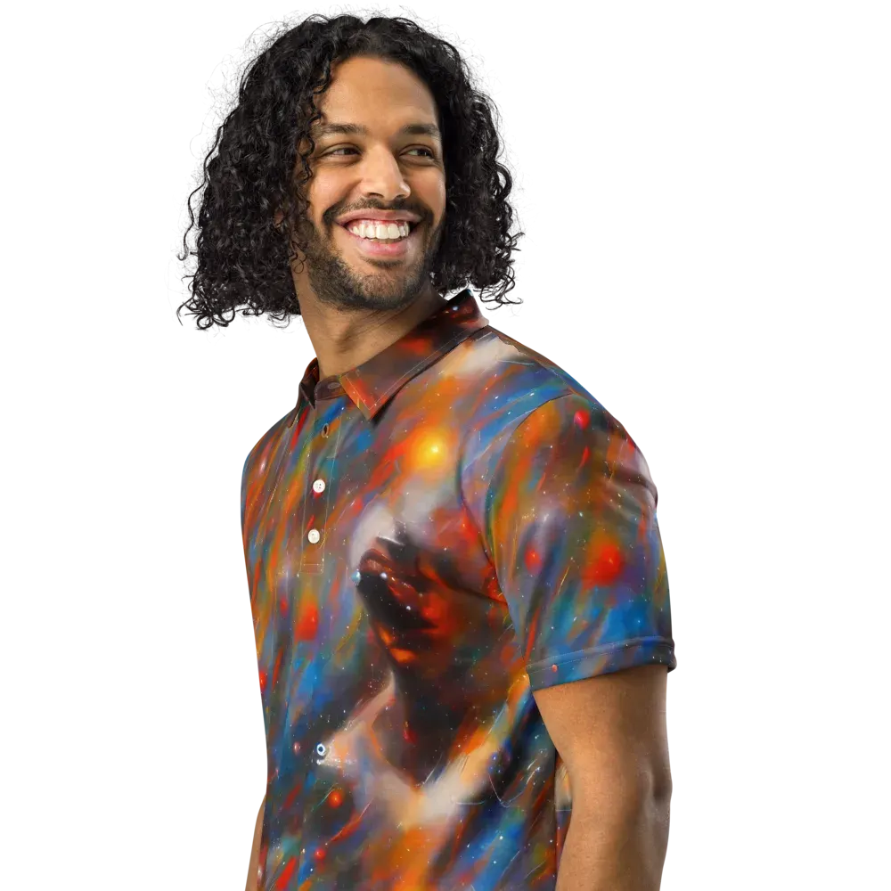 Painterly Void on Men's Slim Fit Polo Shirt — Left Front