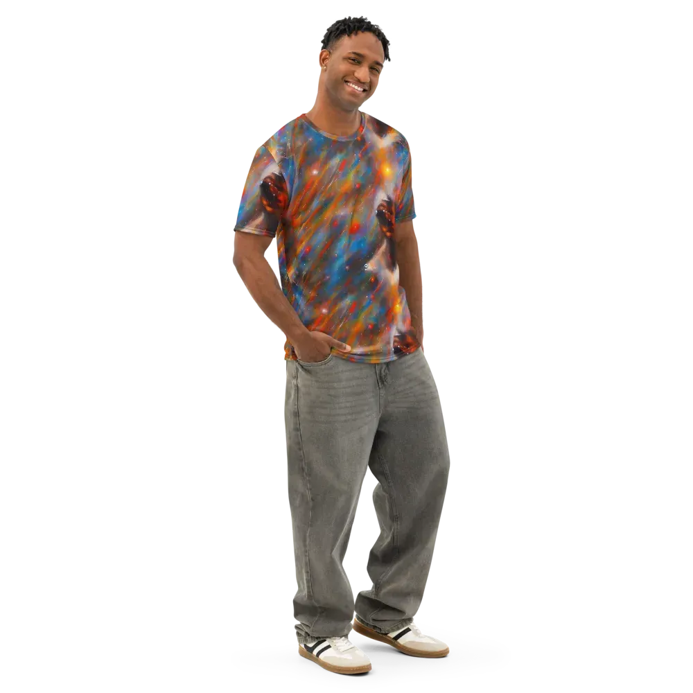 Painterly Void on Men's Cotton Crew Neck T-Shirt — Right Front