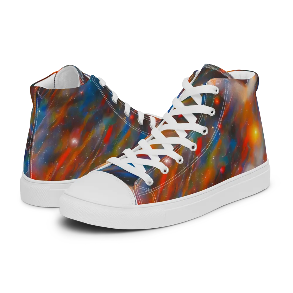 Painterly Void on Men's High Top Canvas Shoes — Left