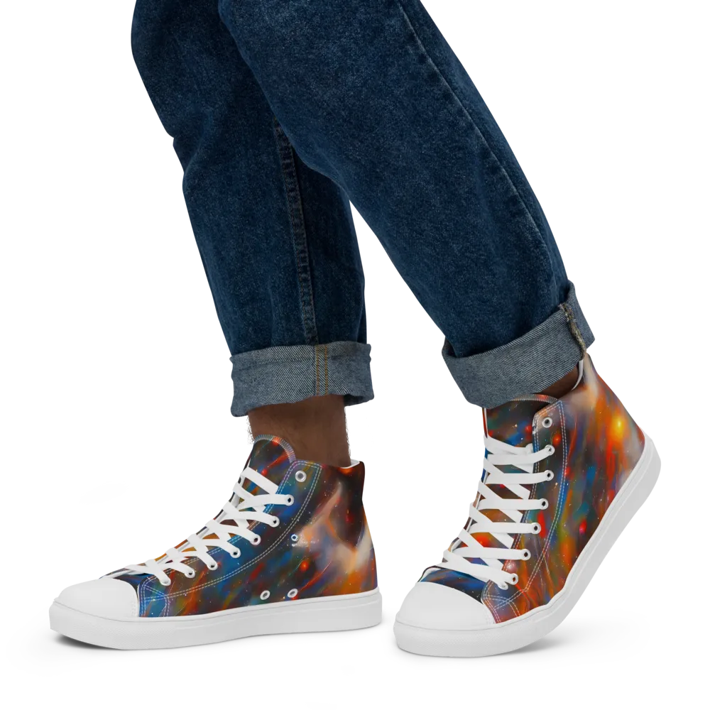 Painterly Void on Men's High Top Canvas Shoes — Left