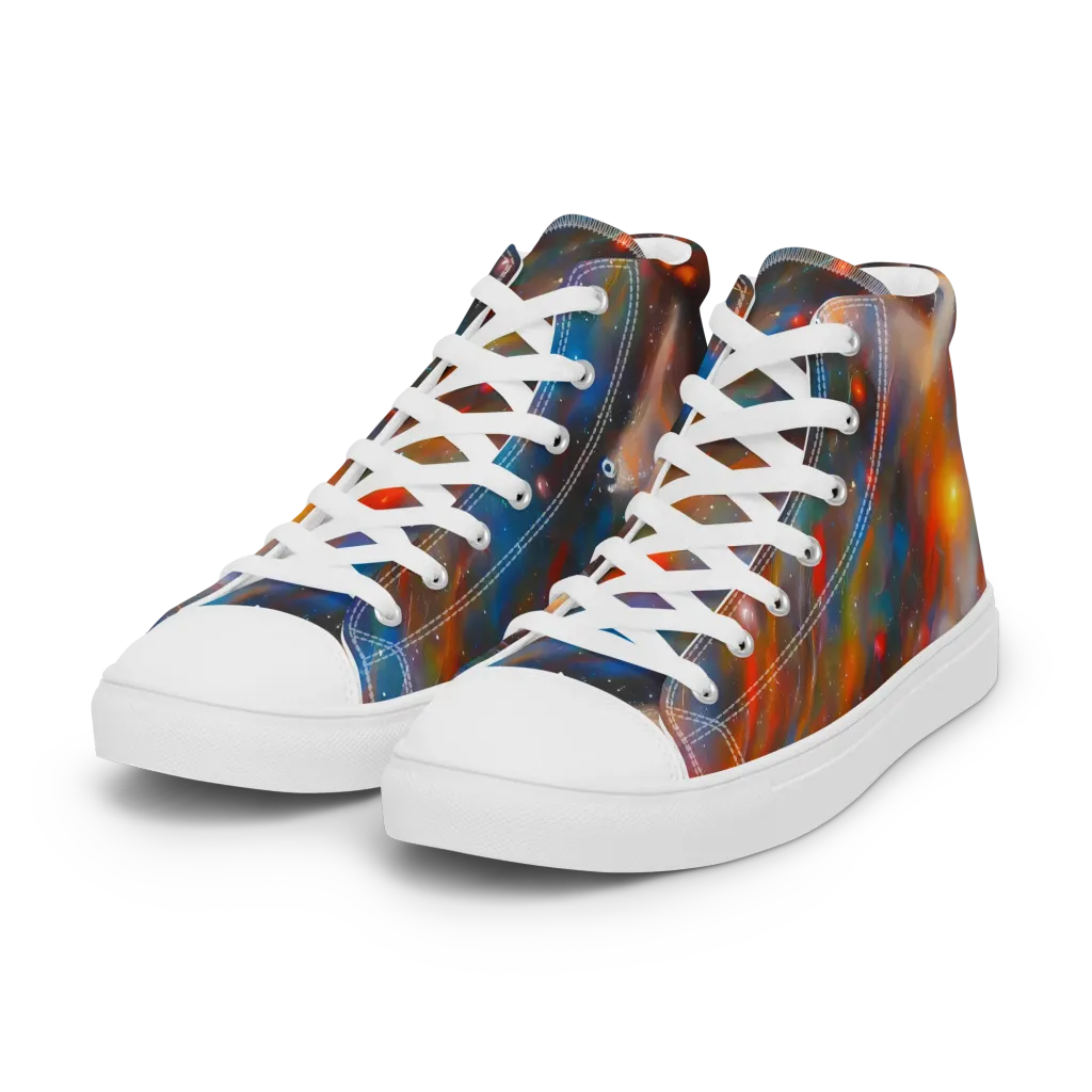 Painterly Void on Women's High Top Canvas Shoes — Left Front