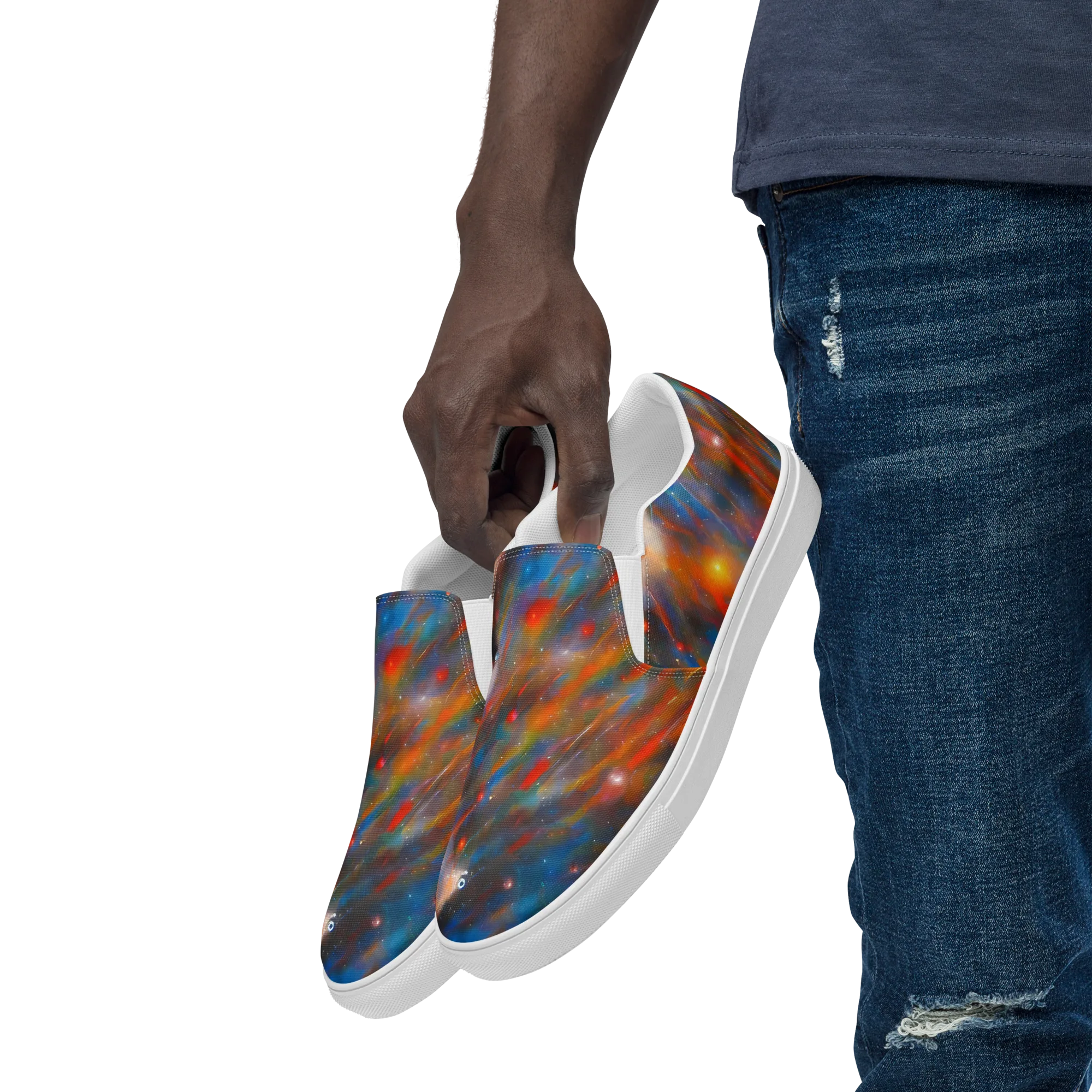 Painterly Void on Men's Slip-On Canvas Shoes — Left Front