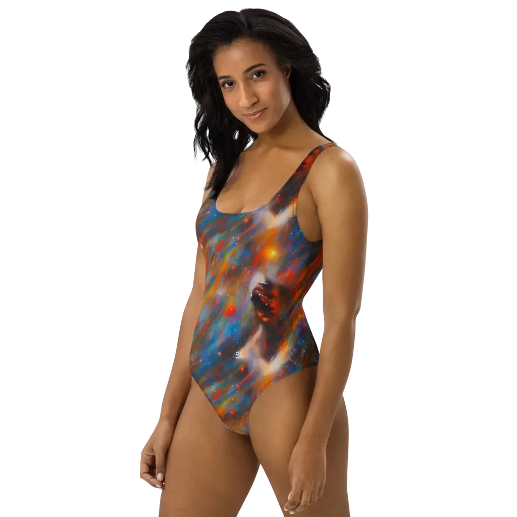 Painterly Void on One-Piece Swimsuit — Left