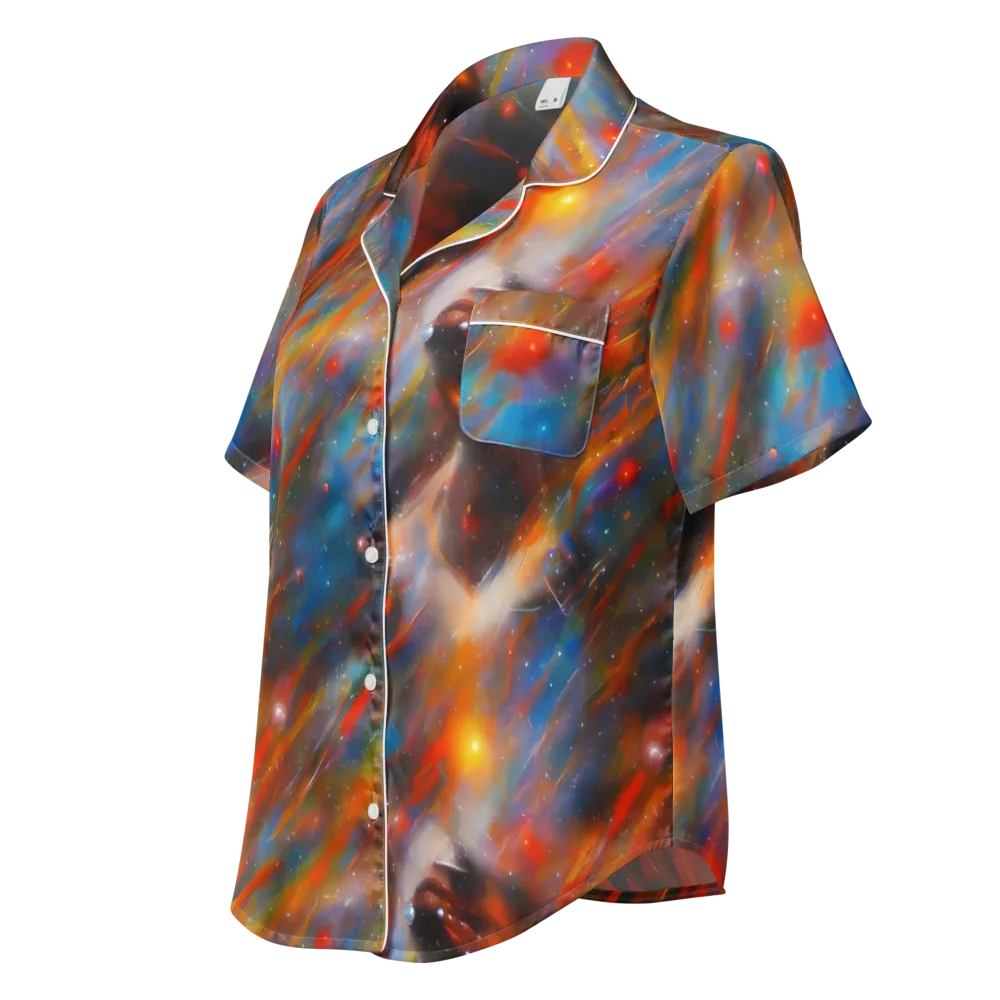 Painterly Void on Women's Short Sleeve Pajama Top — Left Front