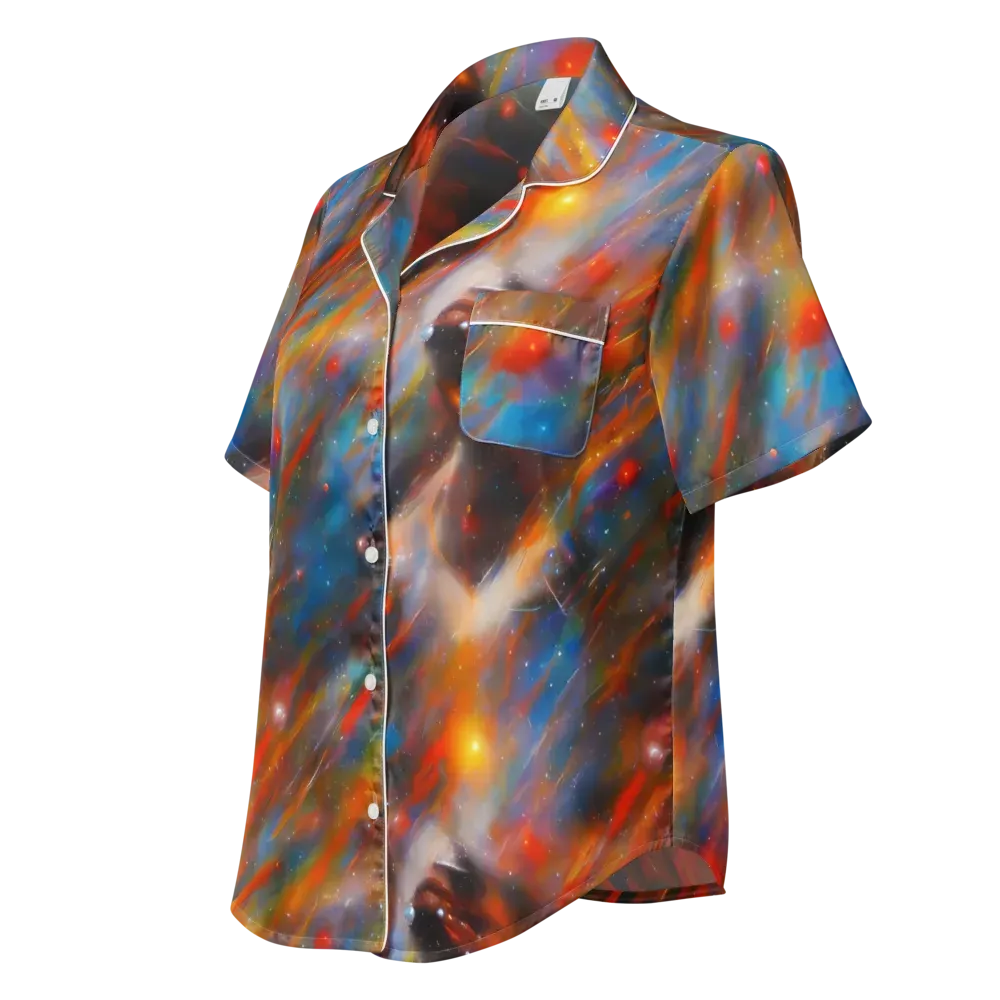 Painterly Void on Women's Short Sleeve Pajama Top — Left Front