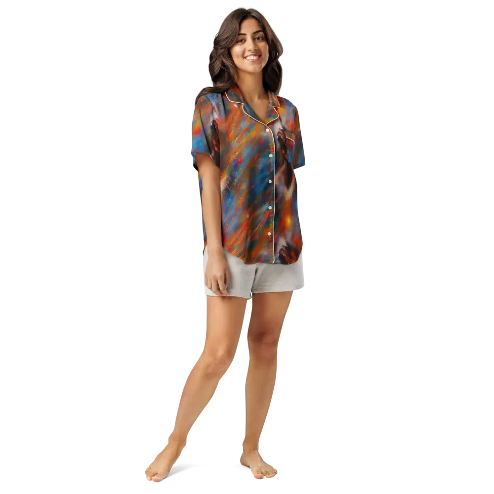 Painterly Void on Women's Short Sleeve Pajama Top — Front