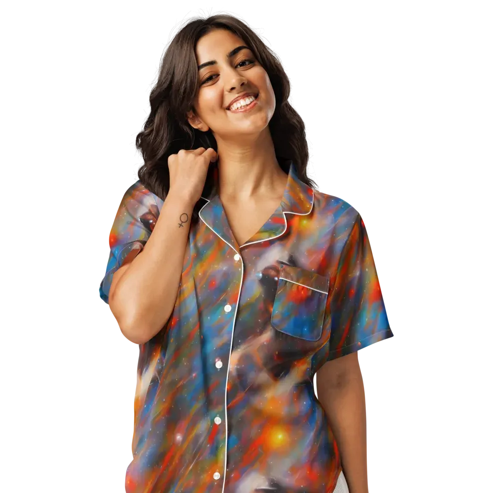 Painterly Void on Women's Short Sleeve Pajama Top — Front