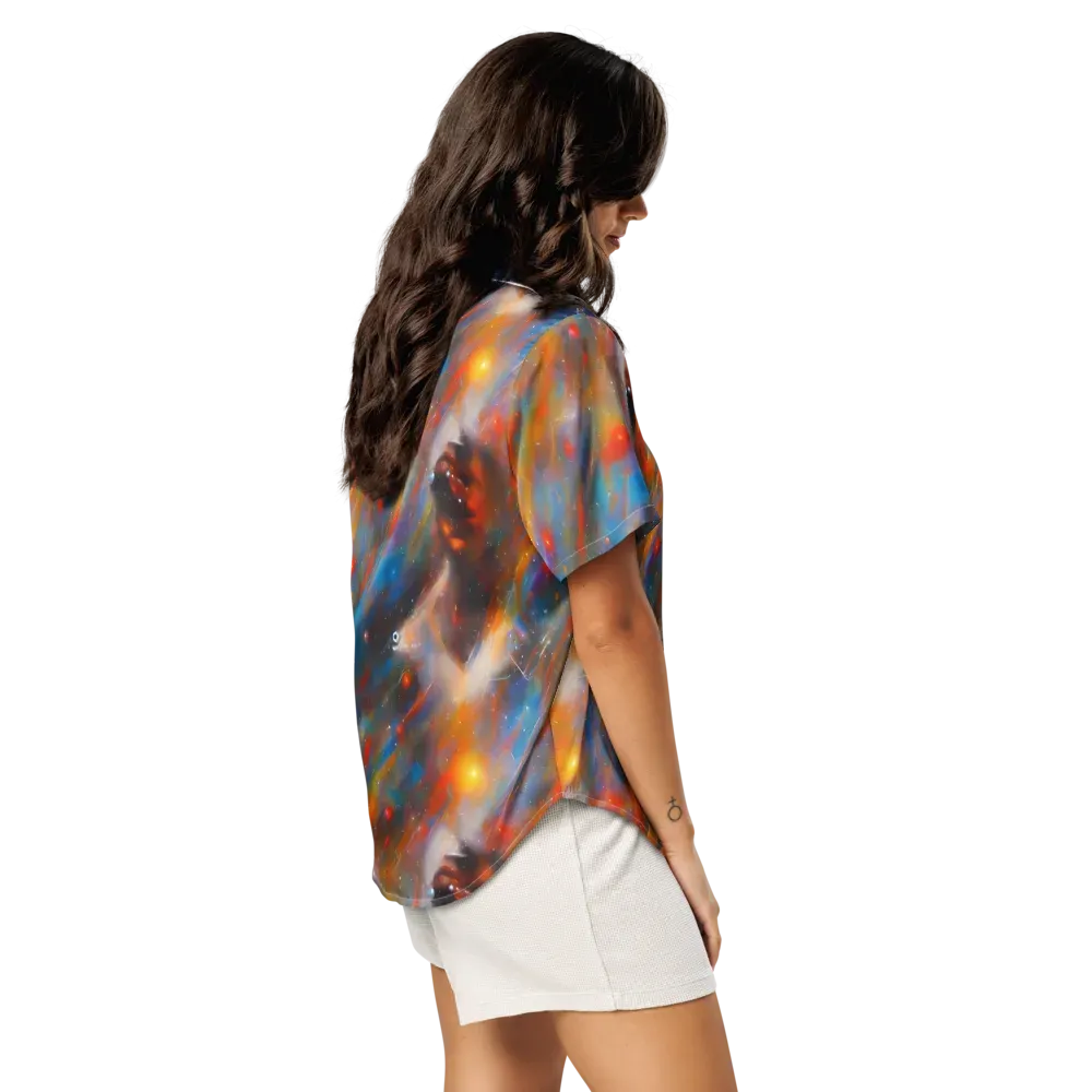 Painterly Void on Women's Short Sleeve Pajama Top — Right Back