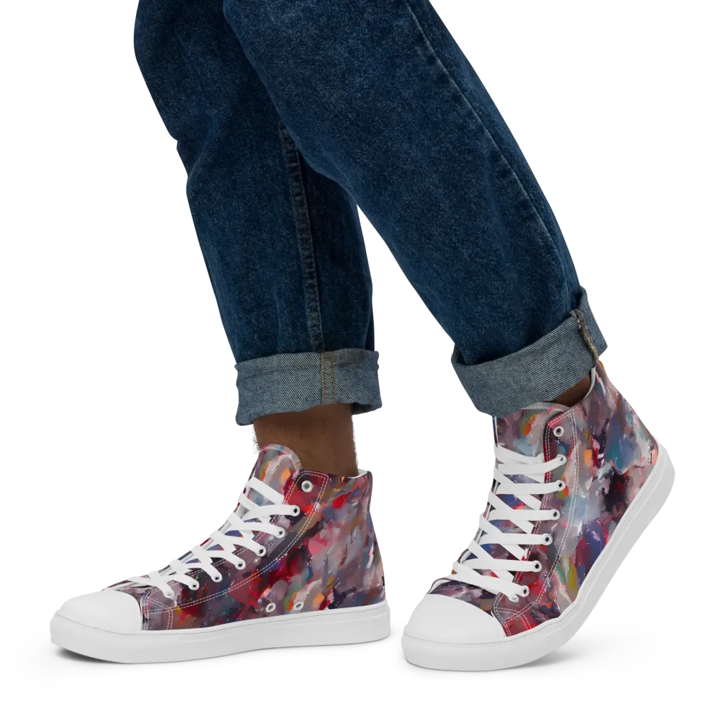 Passionate Brush on Men's High Top Canvas Shoes — Left