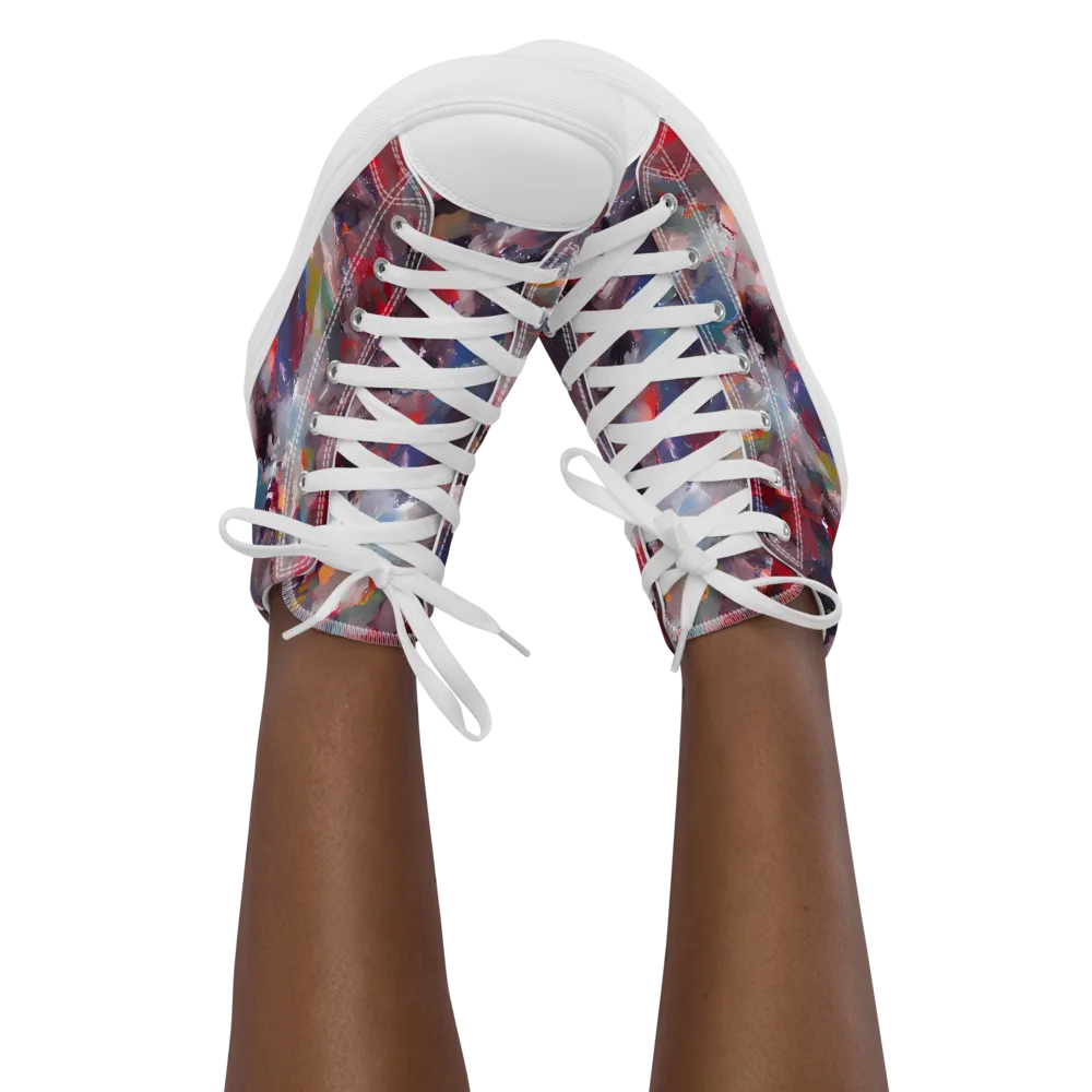 Passionate Brush on Women's High Top Canvas Shoes — Front