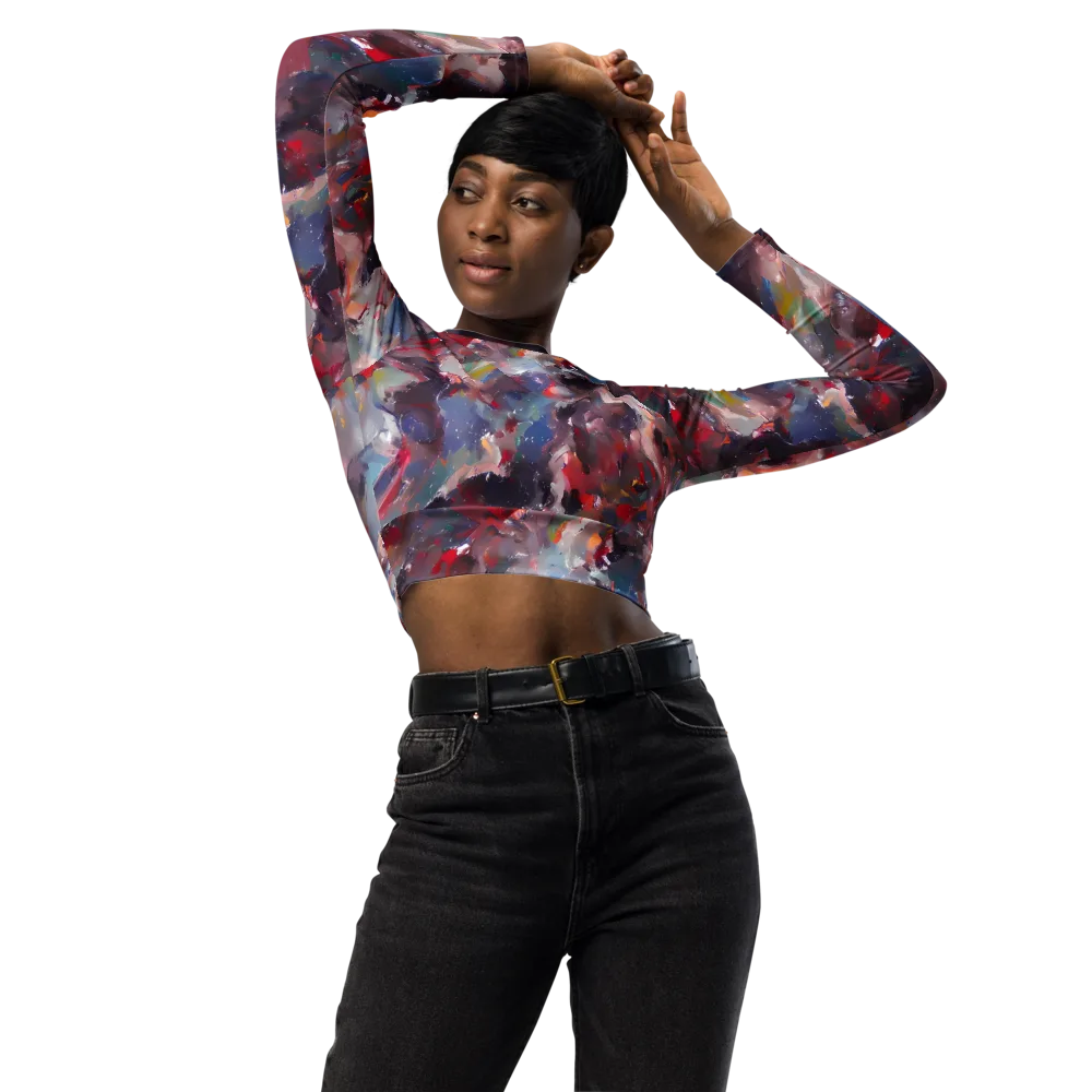 Passionate Brush on Long Sleeve Crop Top — Front