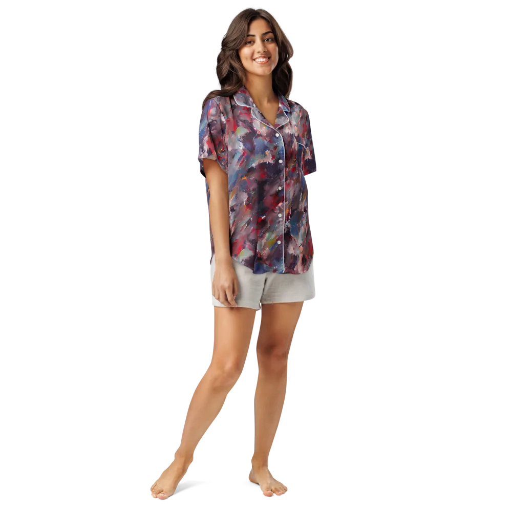 Passionate Brush on Women's Short Sleeve Pajama Top — Front