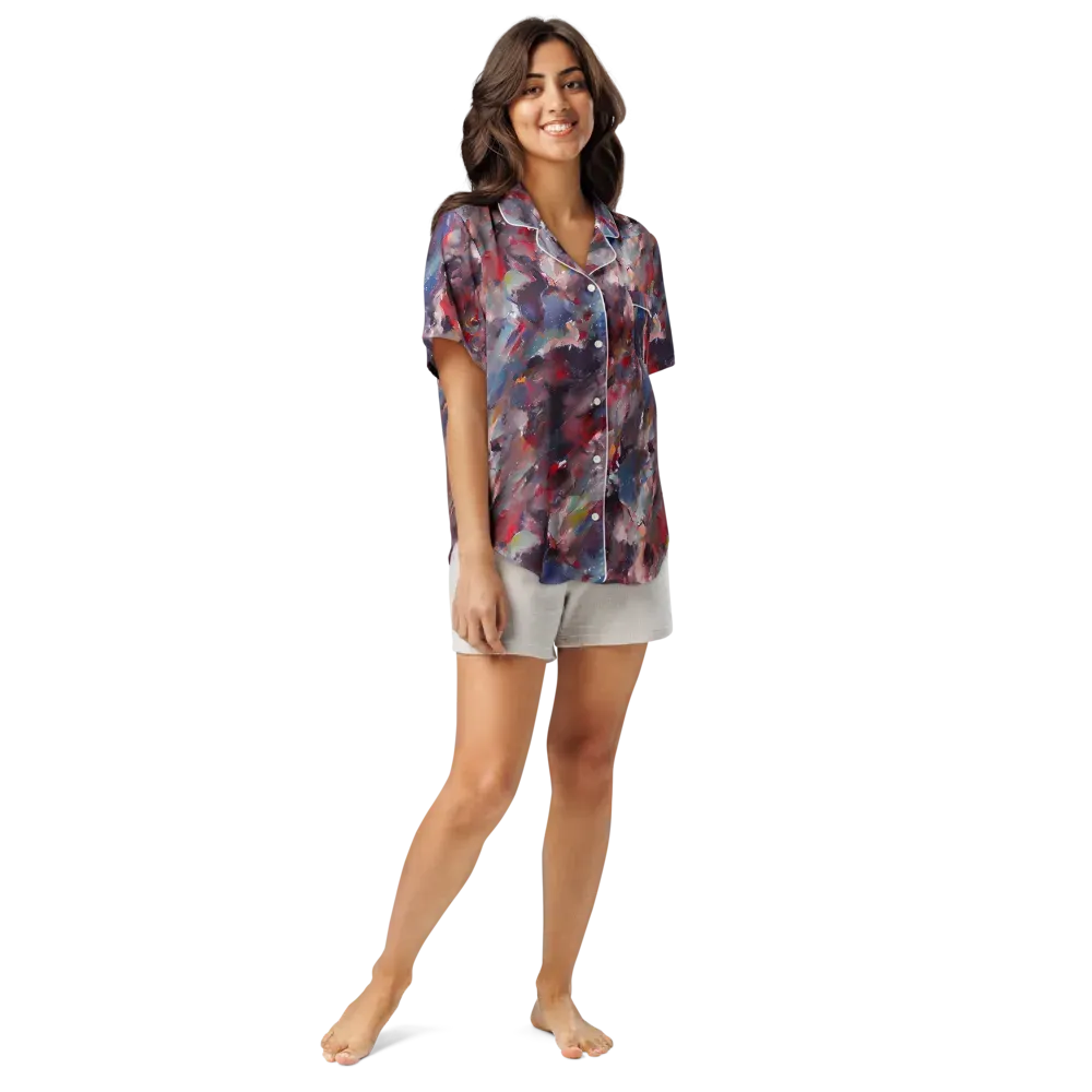 Passionate Brush on Women's Short Sleeve Pajama Top — Front