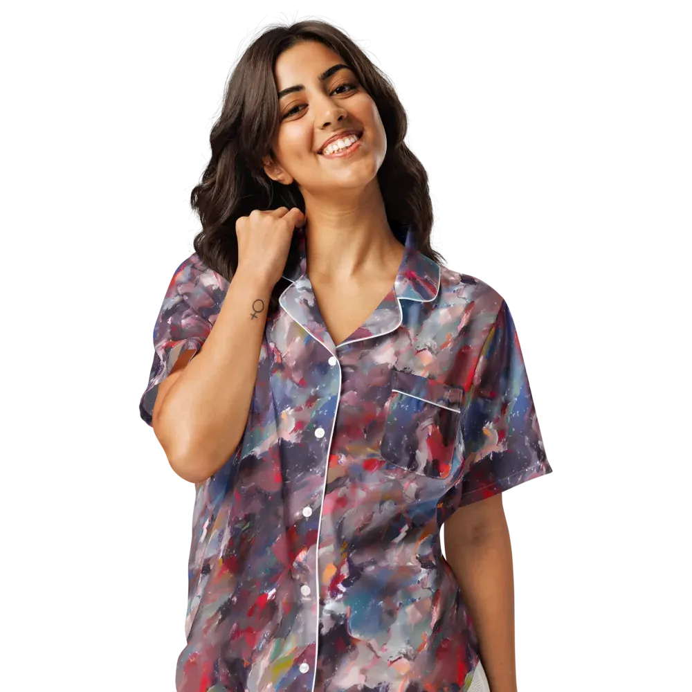 Passionate Brush on Women's Short Sleeve Pajama Top — Front